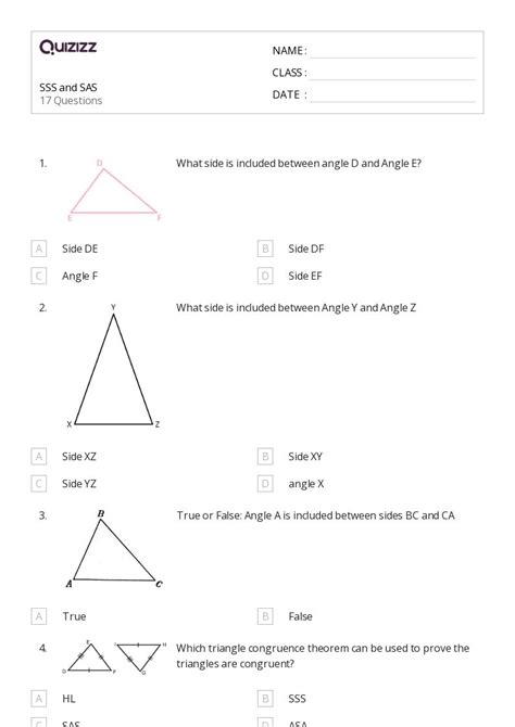 50+ congruent triangles sss sas and asa worksheets for 9th Grade on ...