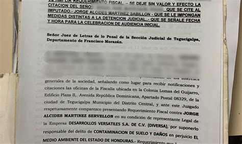 Auto De Formal Procesamiento A Representante Legal De Empresa Honduras