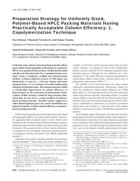 PDF Preparation Strategy For Uniformly Sized Polymer Based HPLC