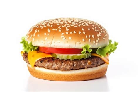 premium ai image burger isolated  white background