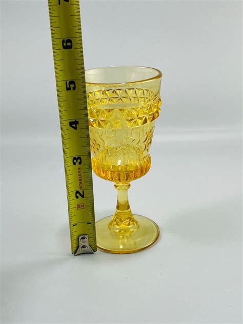 Eapg Adams And Co Amber Glass Wildflower Cordial Wine Glass Goblet 5 Ebay