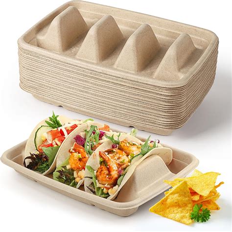 Amazon Disposable Taco Holders Compostable Taco Plates Pack