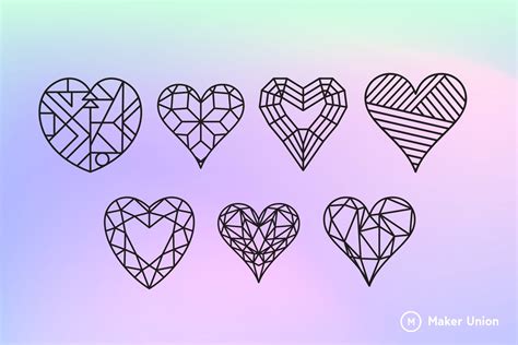 Geometric Hearts Free DXF Files Maker Union