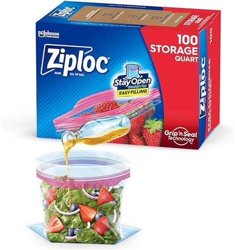 Amazon Ziploc Quart Food Storage Bags Stay Open Design With Stand