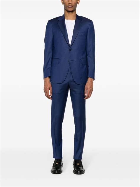 Canali Single Breasted Wool Suit Blue Farfetch