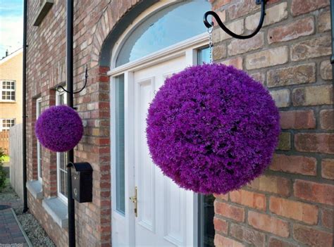 Set Of 2 Stunning Purple Heather Topiary Balls 40cm The Artificial