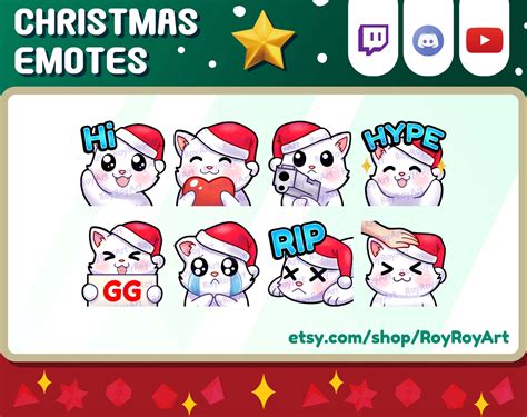 Twitch Emotes Christmas Emotes White Cat Cute Pack Etsy