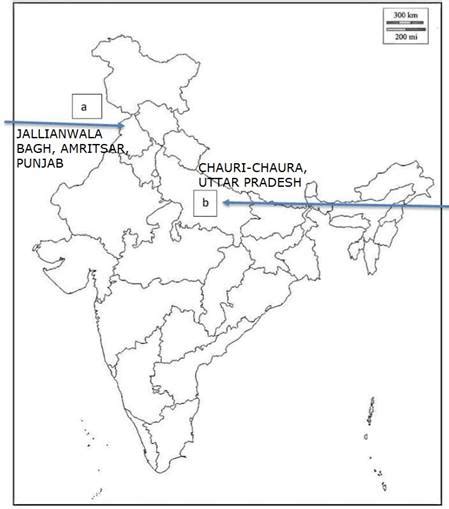 Two Places A And B Are Marked On The Outline Political Map Of India