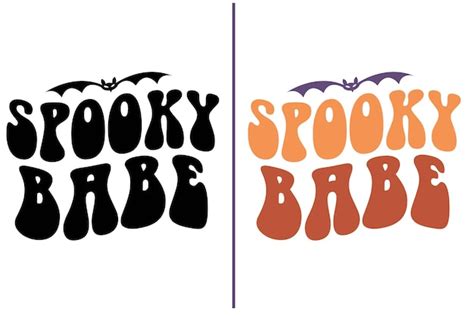 Premium Vector Spooky Babe Halloween Quote Retro Wavy Typography T