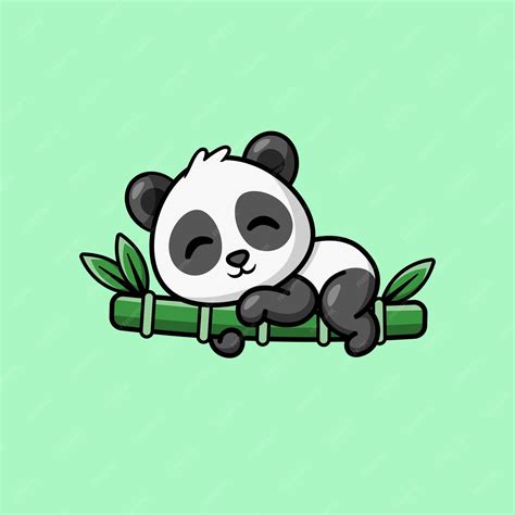 Premium Vector Cute Panda Hugging Bamboo Cartoon Vector Icon