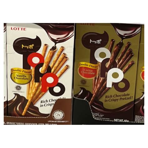 Jual Lotte Toppo Vanilla Chocolate Cocoa Chocolate 1 Box Isi 12 Pcs