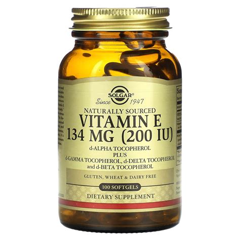 Naturally Sourced Vitamin E Mg Iu Softgels Solgar