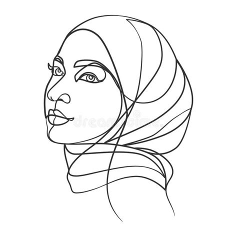 Dessin Continu De La Fille Hijab Illustration De Vecteur Illustration