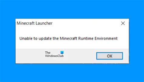 Unable To Update The Minecraft Runtime Environment