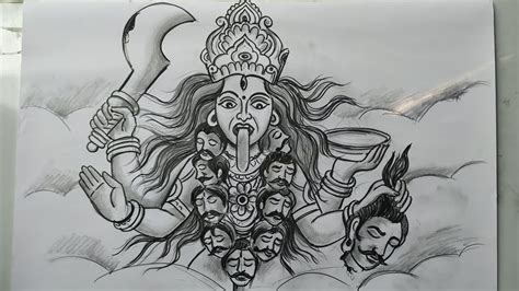 How To Draw Maa Kali Easy Pencil Sketch Drawingkali Thakur Drawing