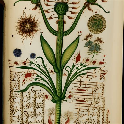 Intricate Detailed Caricature Of Flowering Plant In Style Of The