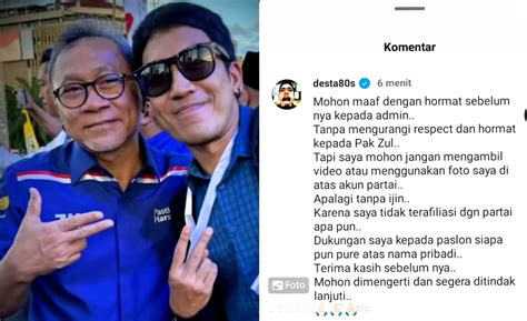 Protes Fotonya Dipakai Akun Instagram PAN Tanpa Ijin Desta Saya