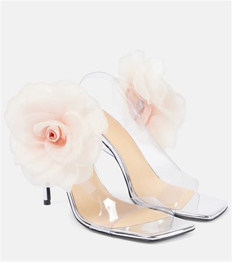 Floral Appliqu Pvc And Leather Sandals In Metallic Magda Butrym