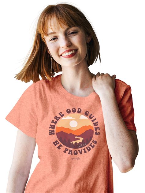 Blessed Girl T Shirt For Women “where God Guides He Provides” Printed Medium Coral Heather