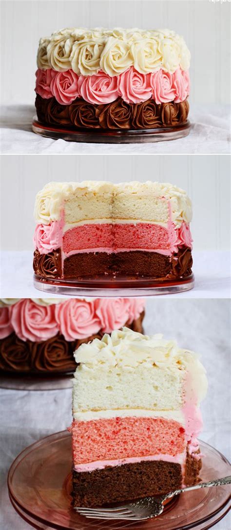 Neapolitan Rose Cake Recipe Cake No Bake Cake Creative Cakes