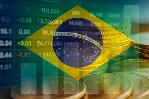 Premium Photo Brazil Flag With Stock Market Finance Economy Trend