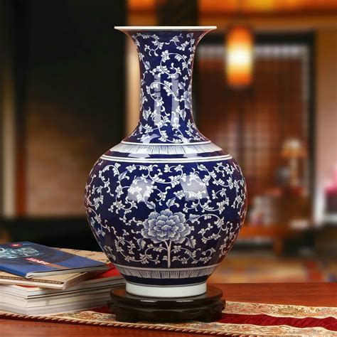 Novo clássico chinês vaso de cerâmica porcelana azul e branco pintados