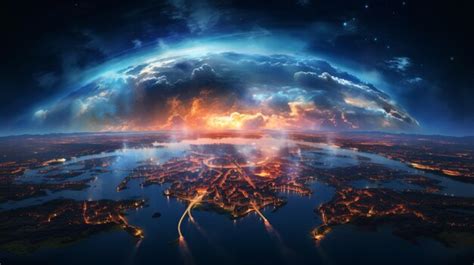 premium photo panoramic view  planet earth globe