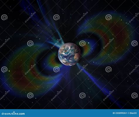 Geomagnetic Field Around Planet Earth in Space. Stock Illustration - Illustration of orbit ...