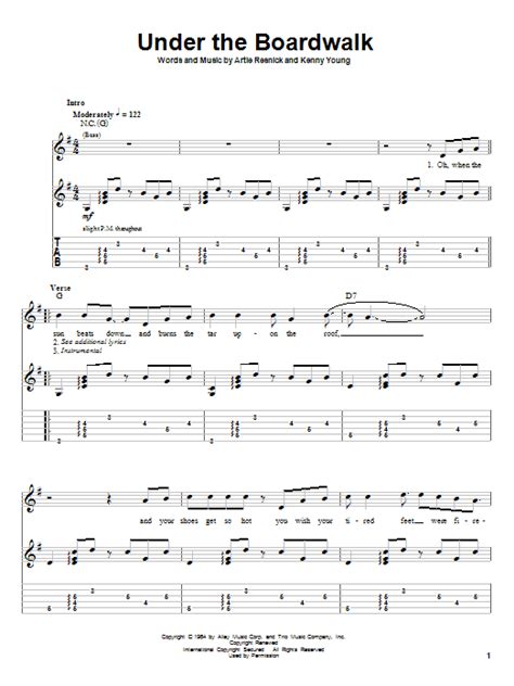 Under The Boardwalk By The Drifters Guitar Tab Play Along Guitar Instructor