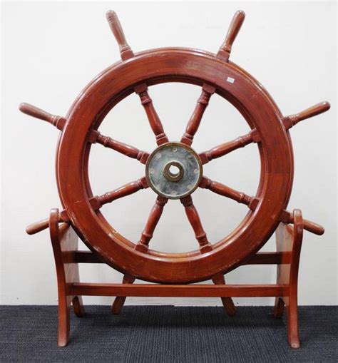 Antique Spoke Ship Steering Wheel With Brass Hub Nautical Equipment