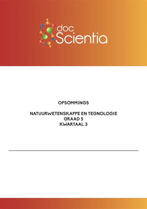 Gr 5 Natuurwetenskappe En Tegnologie Opsommings Kwartaal 3