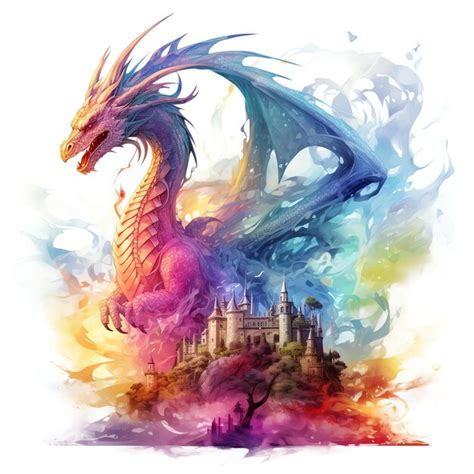 Premium Photo Beautiful Dragon Watercolor Clipart Illustration