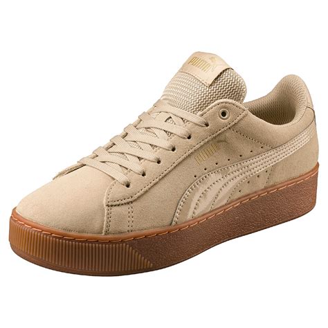 Puma Vikky Platform Leather Sneaker Damen Schuhe 363287 14 Beige