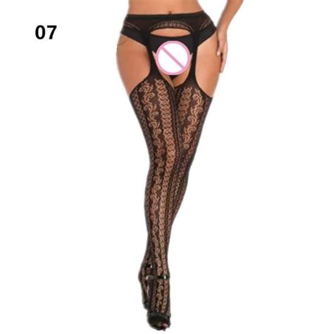 Bas Mis Bas Collants R Sille Pour Femmes Lingerie Sexy Taille Entrejambe Ouvert