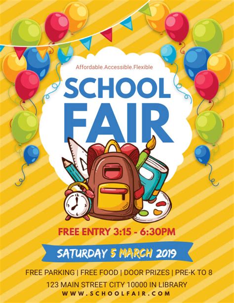 Yellow School Fun Fair Flyer Template Postermywall