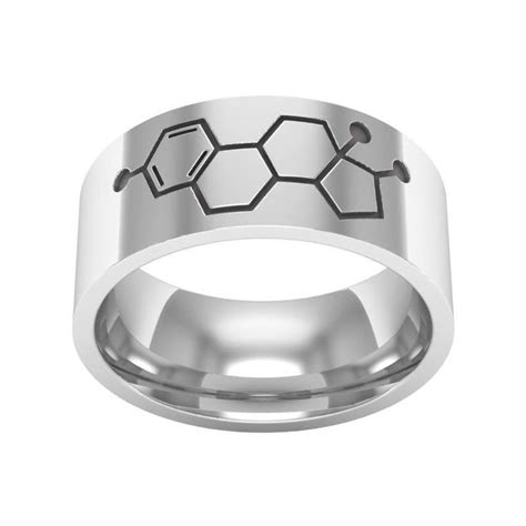 Estrogen Molecule Ring, Silver Band Ring, Estrogen Molecule Jewelry ...