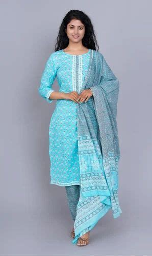 Cotton Hand Block Print Suit Digital Prints Multicolour At Rs 750