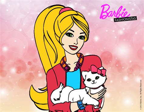 Dibujo De Barbie Con Su Linda Gatita Pintado Por En Dibujos Net El D A