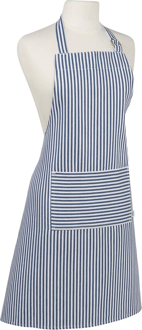 Now Designs Basic Cotton Kitchen Chefs Apron Narrow Stripe Royal Blue