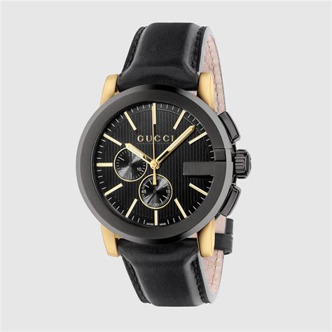 Black Leather G-Chrono Watch, 44mm | GUCCI® US