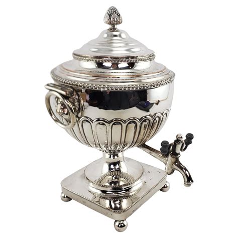 Antique Early Victorian Silver Plated Tea Or Hot Water Urn With Floral Engraving For Sale At 1stDibs