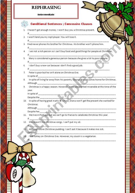 Rephrasing Esl Worksheet By Marycris