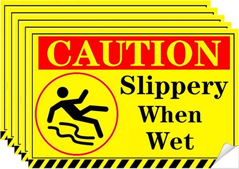 Caution Floor Slippery When Wet Sign Decals 5 X 8 Inch