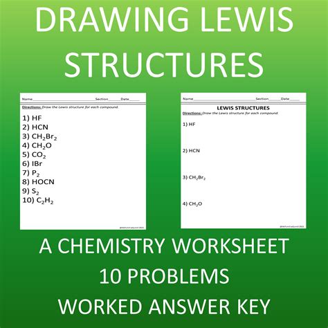 Lewis Structures Chemistry Worksheet 10 Problems | Made By Teachers