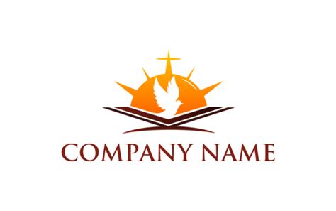 Design A Spirituality Logo Dove Cross In Leaves With Sun For