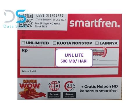 Jual Perdana SmartFren Unlimited LITE 500 MB HARI Di Lapak Data Store