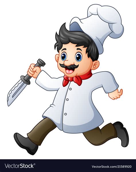 Cartoon Chef Running With A Knife Royalty Free Vector Image