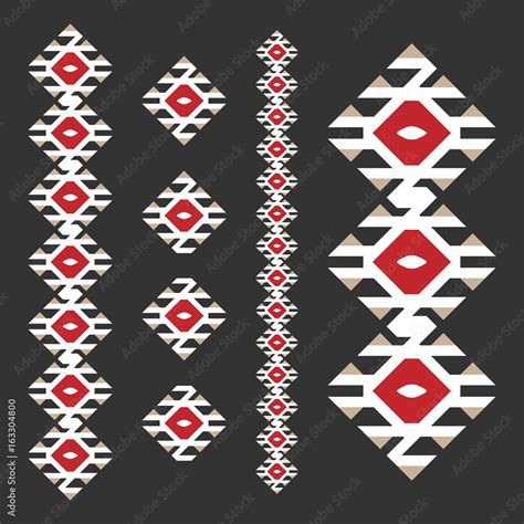 Vintage Ethnic Pattern Serbian Ornament Isolated On Black Background