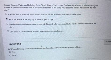 (Get Answer) - Sandra Cisneros' "Woman Hollering Creek,"the folktale of ...