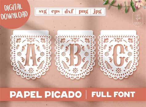 Papel Picado Font Svg Create Your Own Banner Papel Picado Etsy